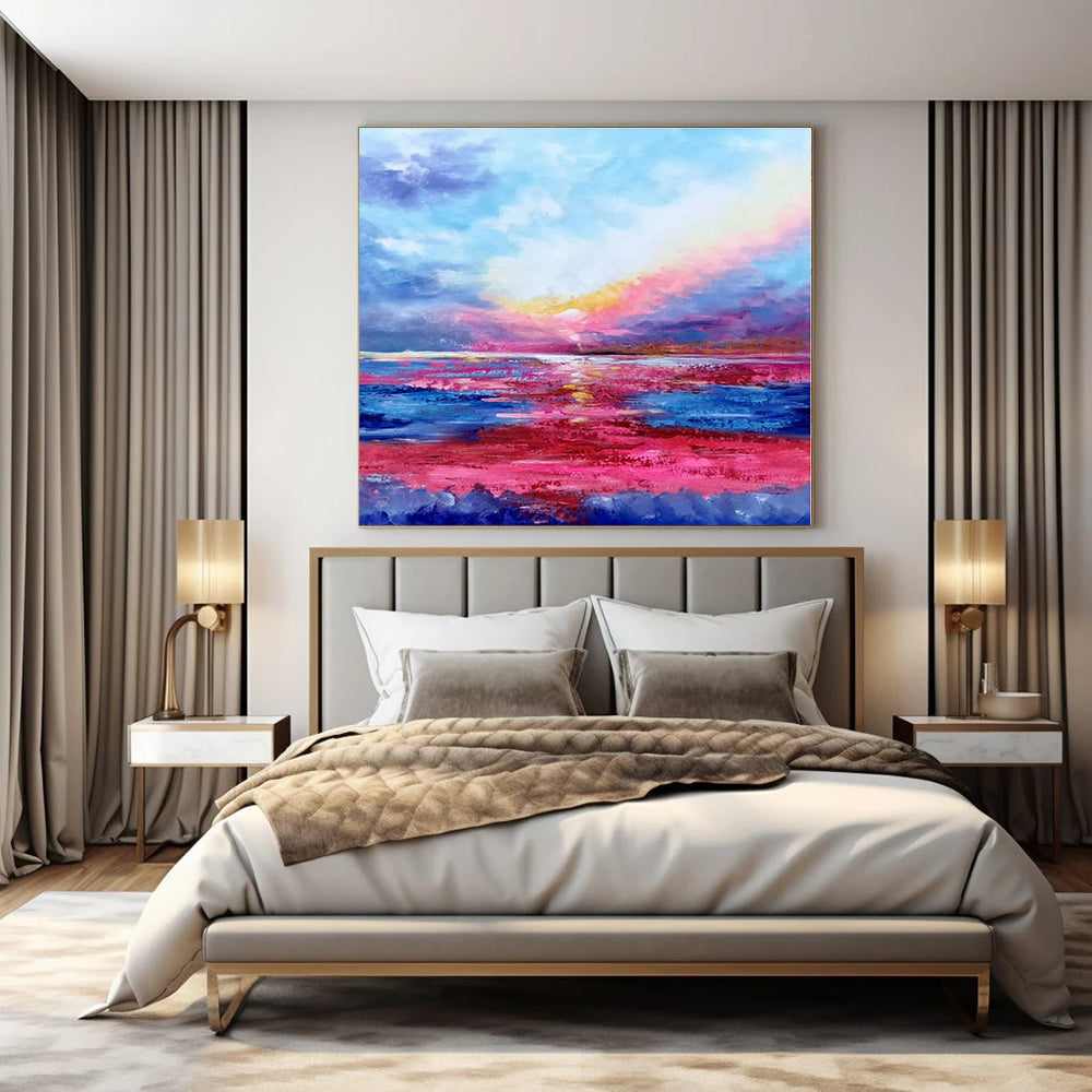 sunset abstract coastal painting design 4